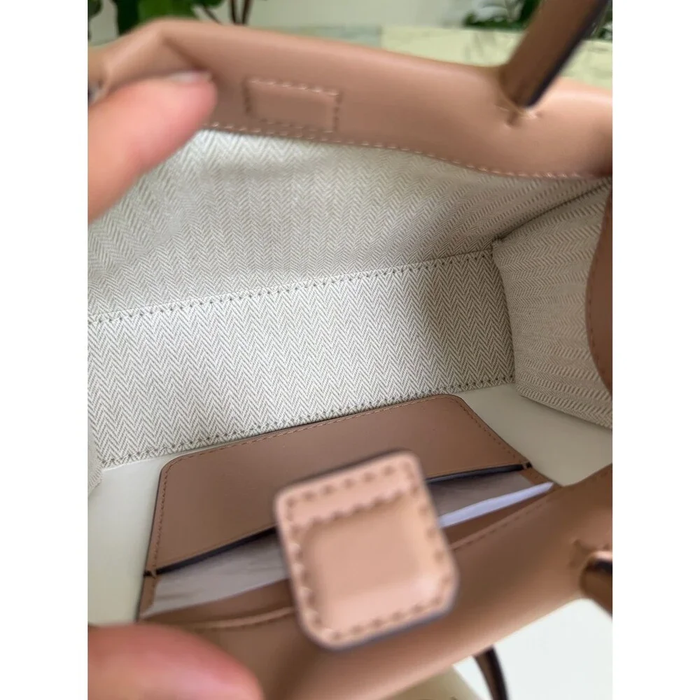 NWT Tory Burch MINI ELLA Bio Tote Bag in Light Sand Beige Tan Crossbody